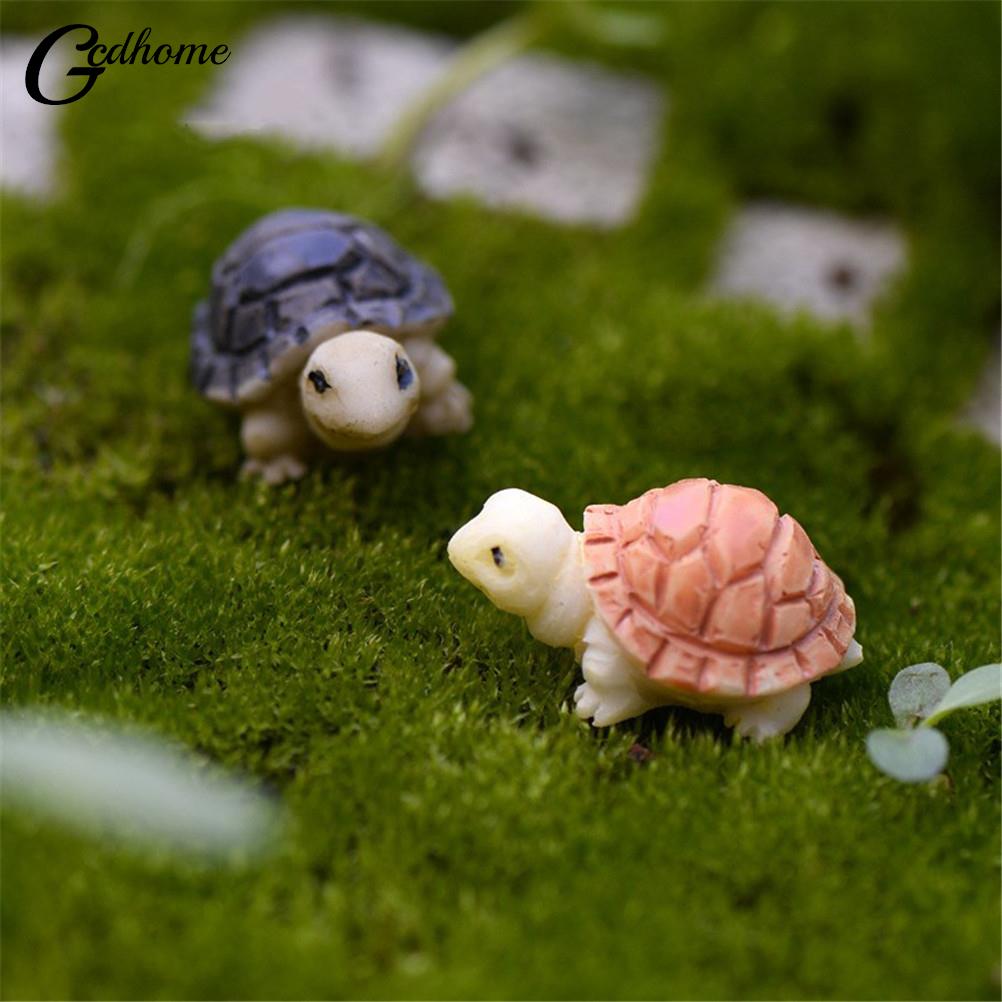 1 Pair Lovely Miniatures Turtles Micro Fairy Figurines  Garden Decor Accessories