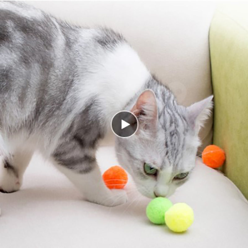10/20/30 Pcs Cat Toys Chew Ball Colorful Stretch Plush Entertainment