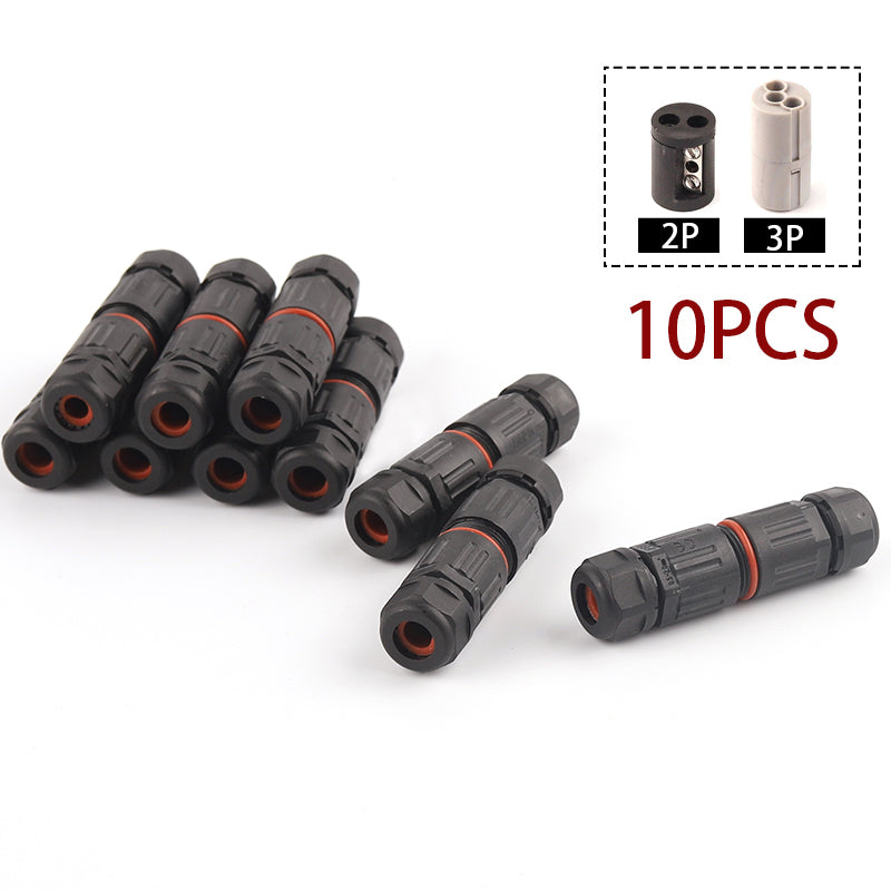 10Pcs IP68 2/3 Pin Waterproof Straight Connector Electrical Wire Cable Connector Outdoor Plug Socket