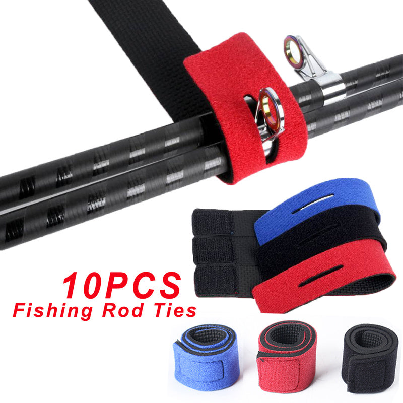 10pcs Fishing Rod Tie Holder Strap Belt Tackle Elastic Wrap Band Pole Holder Fishing Tools Accessories