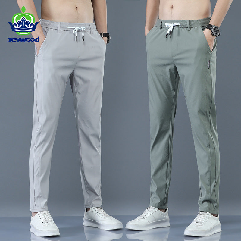 Trousers Spring Summer New Thin Green Solid Color Fashion Pocket Full Length Casual Work Pants