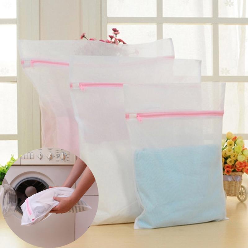 3 Size Zippered Wash Clothes Bags Mesh Laundry Bag