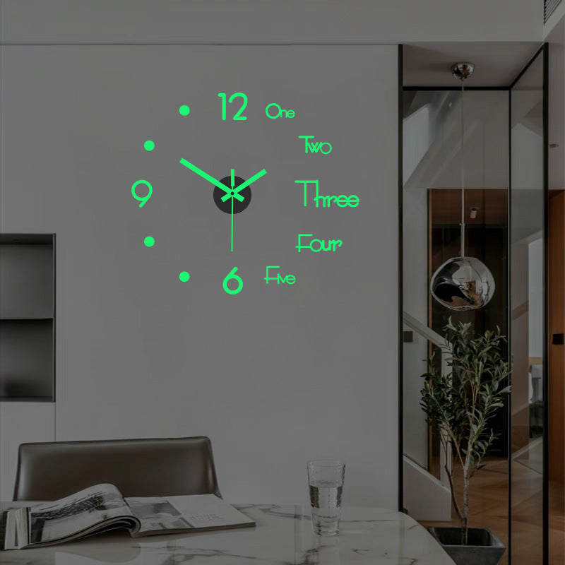 3D Wall Clock Luminous Frameless Wall Clocks DIY