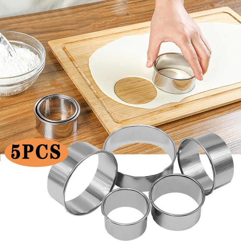 5 Pieces/set DIY Biscuit Mold Set Round Stainless Steel Biscuit Tool Cake Home Kitchen Baking Pastry Tool