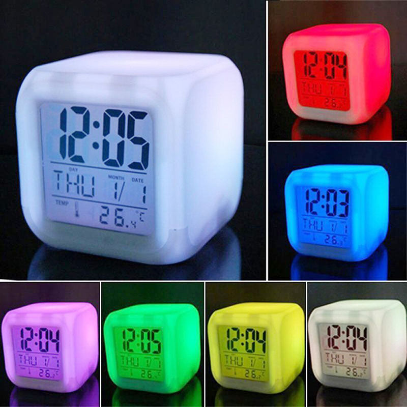 7 Colour LED Change Digital Glowing Alarm Clock Night Light for Bedroom Child High Quality