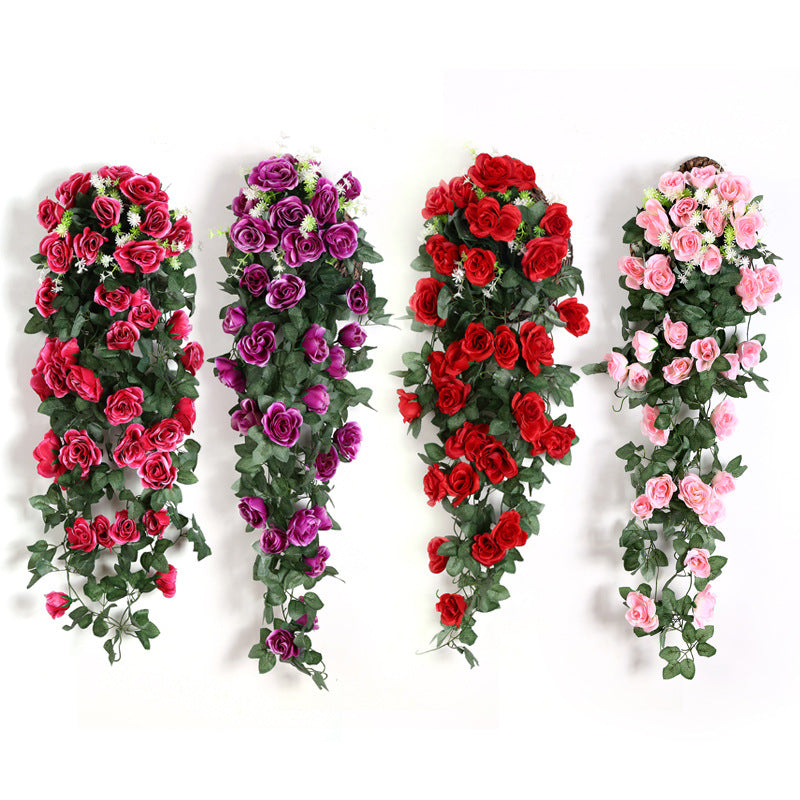 Artificial Flower Rattan Fake Plant Vine Decoration Wall Hanging Roses Home Decor Accessories