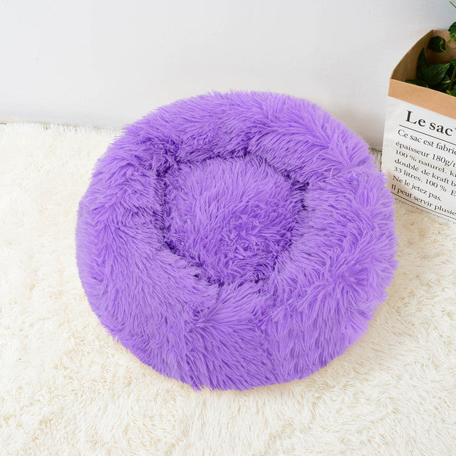 Cat Super Soft Long Plush Warm Mat Cute Pet Sleeping Basket Bed Round Fluffy Comfortable Touch Pet Products