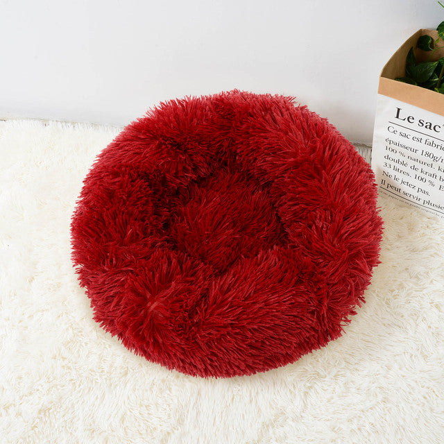 Cat Super Soft Long Plush Warm Mat Cute Pet Sleeping Basket Bed Round Fluffy Comfortable Touch Pet Products