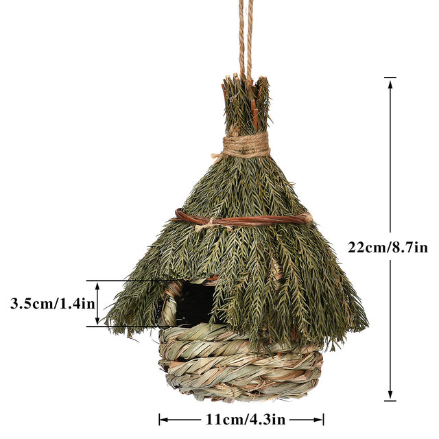 Charming Decorative Hummingbird House Hand-woven Hung Straw Nest