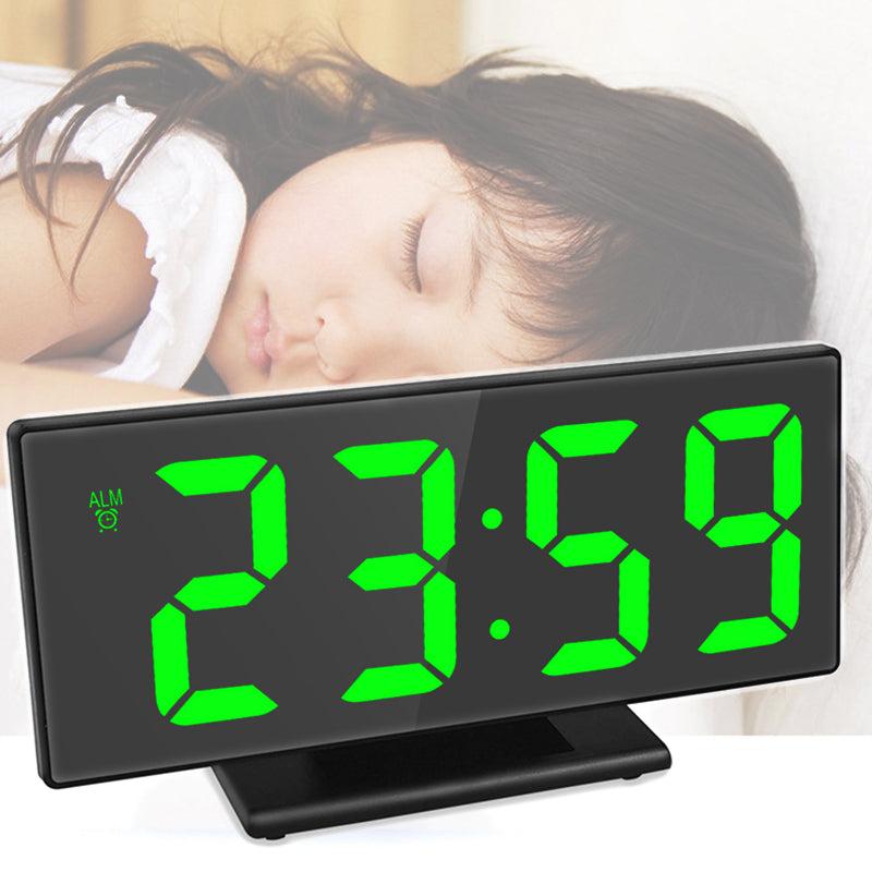 Digital Alarm Clock LED Mirror Electronic Alarm Table Clock with Calendar Temperature