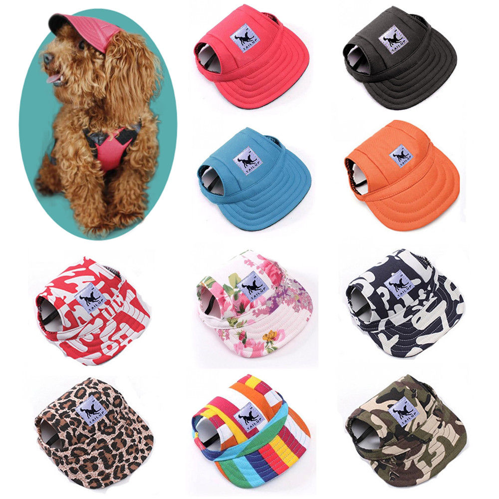 Dog Cap With Ear Holes for Small Dogs Canvas Cap Dog Baseball Beach Visor Hat Puppy Outdoor Cap Headdress Accessories Dog Caps