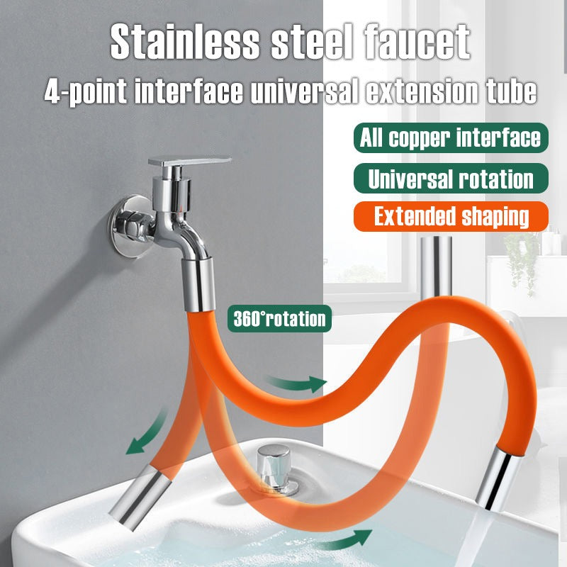 Rotation Adjust Free Bending Faucet Splash-proof Universal Extension Tube For Wash Basin