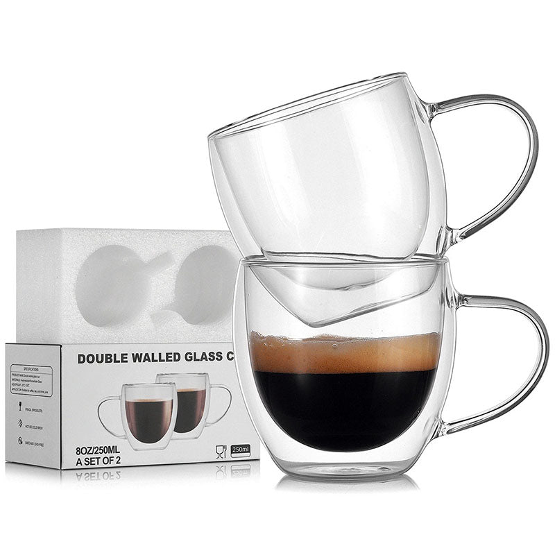 Heat-Resistant Double Wall Glass Cup Beer Coffee Cup Set Handmade Tea Whiskey Mugs Transparent Drinkware
