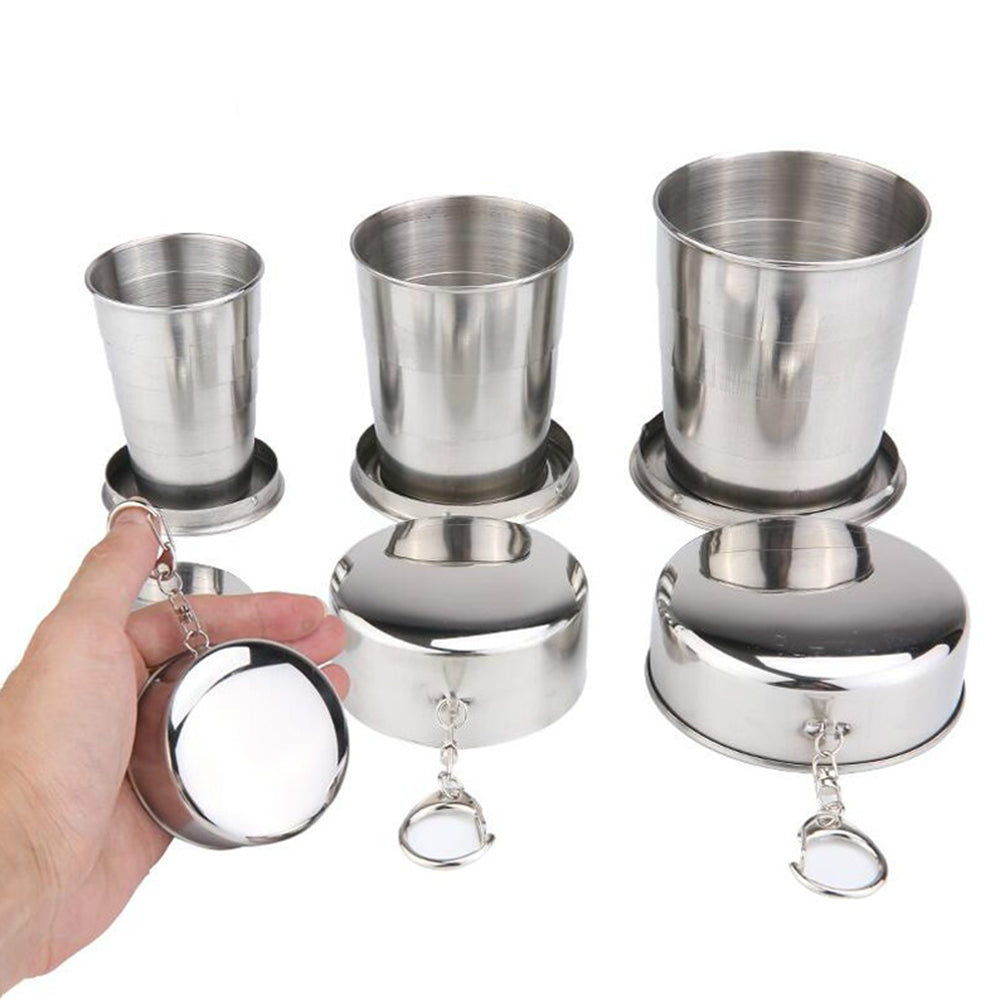 New Stainless Steel 5-layers Camping Folding Cups Traveling Outdoor Collapsible Cup with Lid