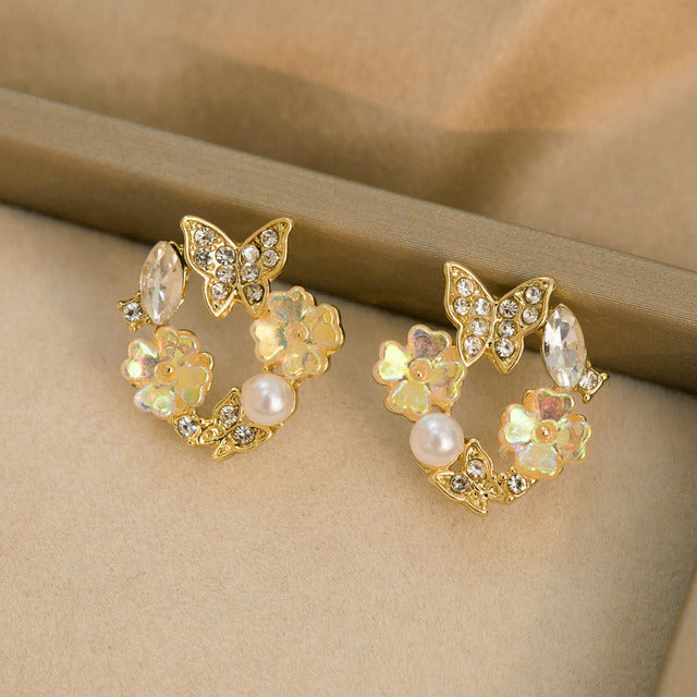 New Trendy Long Tassel Butterfly Drop Earrings Gold Color 2022 Fashion Hanging Women Earrings