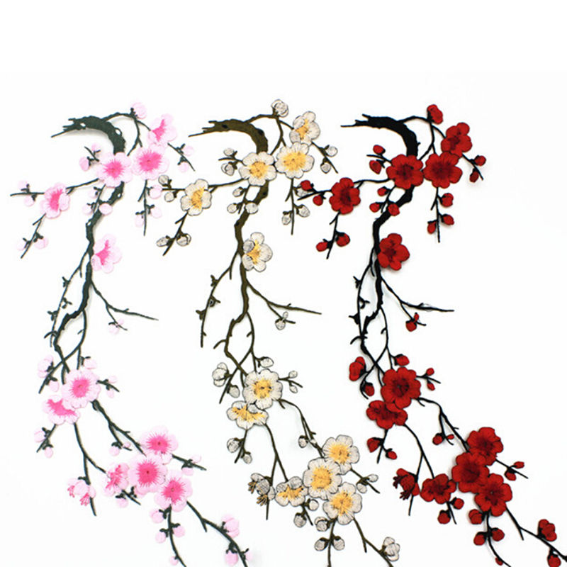 Plum Blossom Flower Applique Clothing Embroidery Patch Fabric Sticker