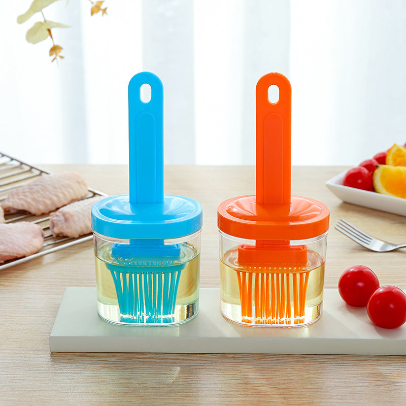 Silicone Oil Bottle With Brush Handle Liquid Biscuits Kitchen Grilling Baking Barbecue Grilling Cooking Tool