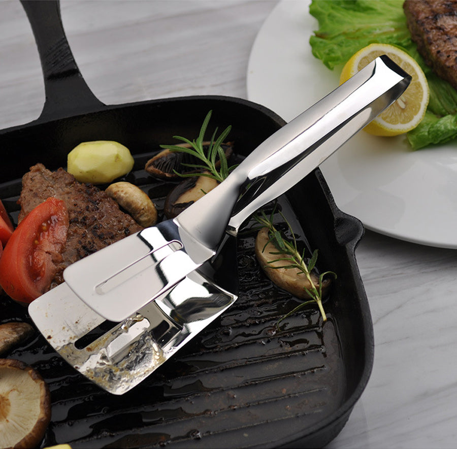Stainless Steel Frying Shovel Clip Steak BBQ Tongs Frying Fish Spatula Clip Bread Clip Household Kitchen Tool