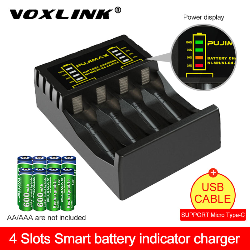slot Battery Charger Rechargeable Battery Short Circuit Protection with LED Indicator