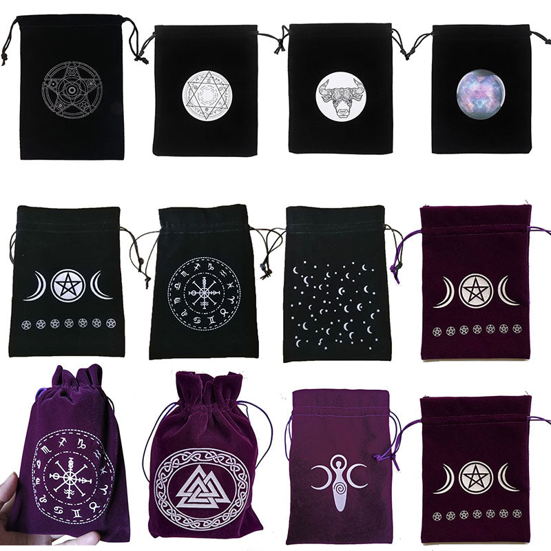 Velvet Moon Phase Tarots Oracle Cards Storage Bag Runes Constellation  Accessories Jewelry Dice Bag