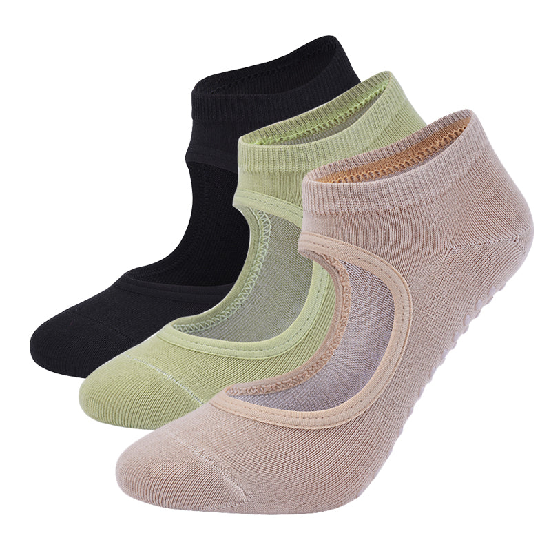 Women High Quality Pilates Socks Anti-Slip Breathable Backless Yoga Socks Ankle Ladies Dance Sports Socks for Fitness