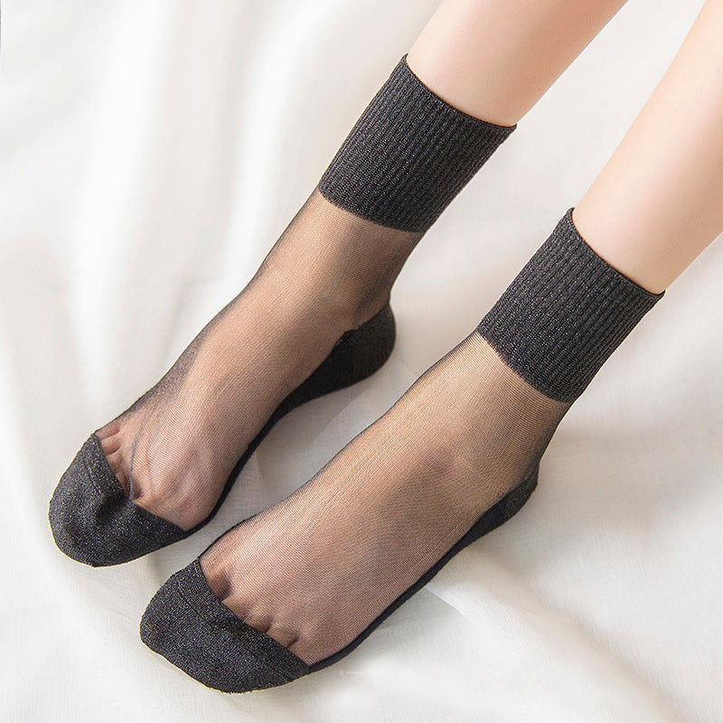 Women Sport Socks Yoga Thin Crystal Transparent Silk Yoga Pilates Socks Design Sport Yoga Socks